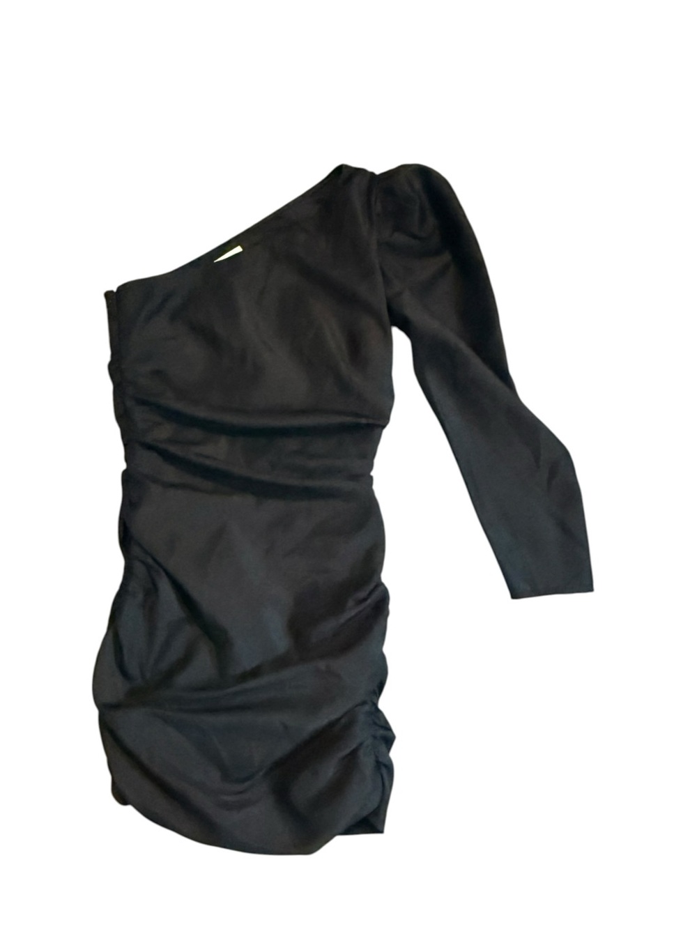 Aritzia Wilfred Rhapsody Black One-Shoulder Ruched Mini Dress